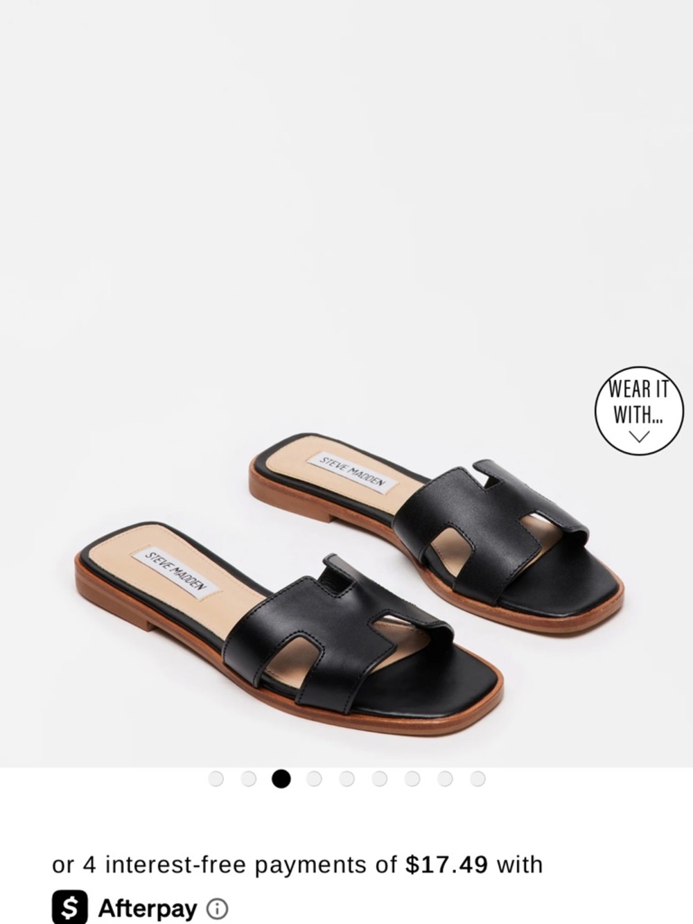 STEVEN by Steve Madden Black Leather Slide Mules